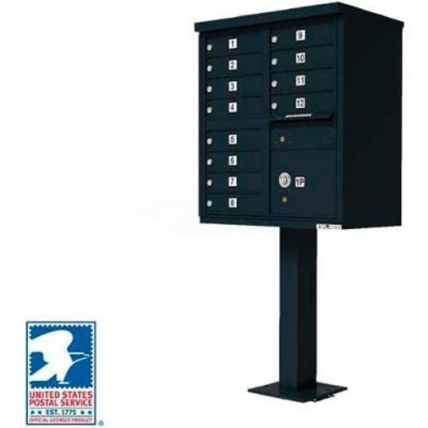 Florence Mfg Co Vital Cluster Box Unit, 12 Mailboxes, 1 Parcel Locker, Black 1570-12BKAF